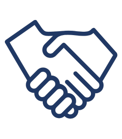 Decorative icon of a handshake. Click to be taken to small business